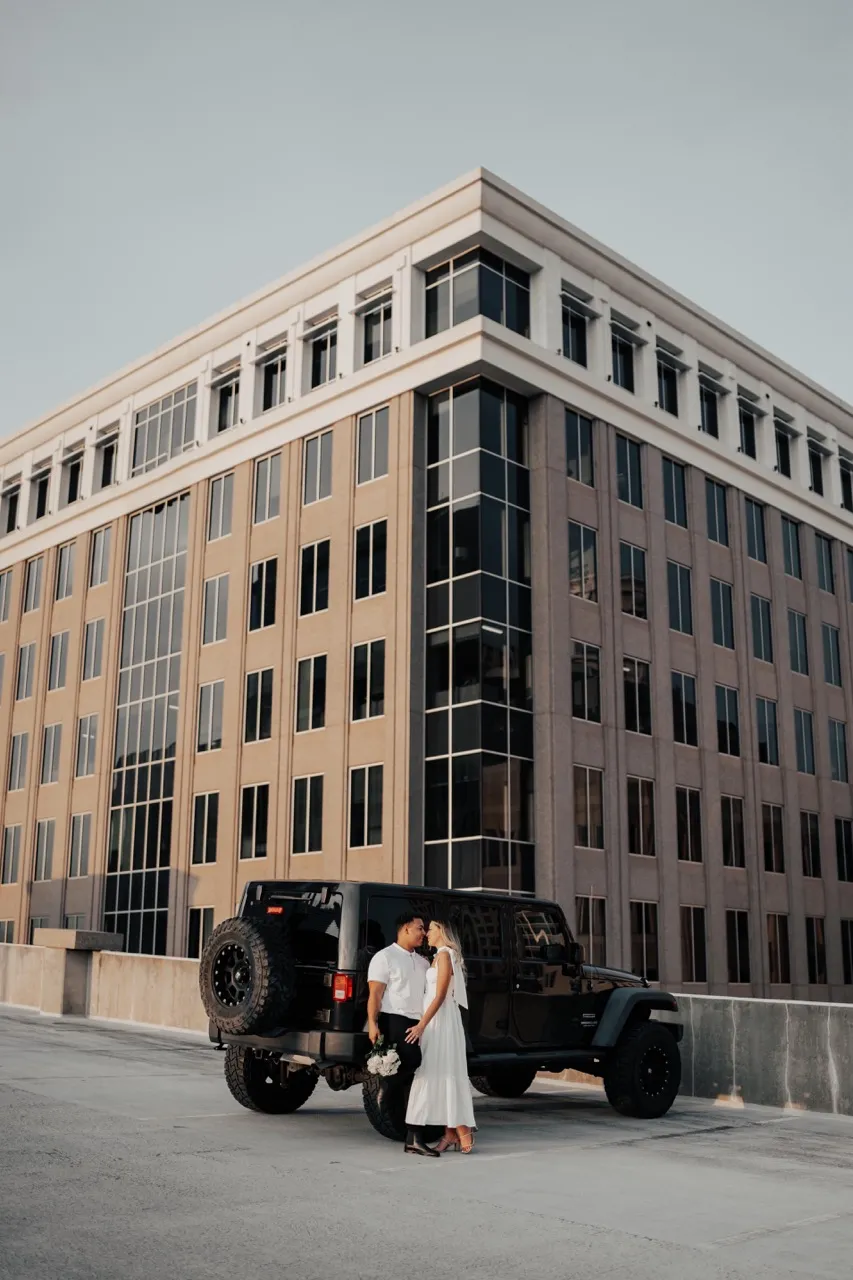 Engaged couple having fun.