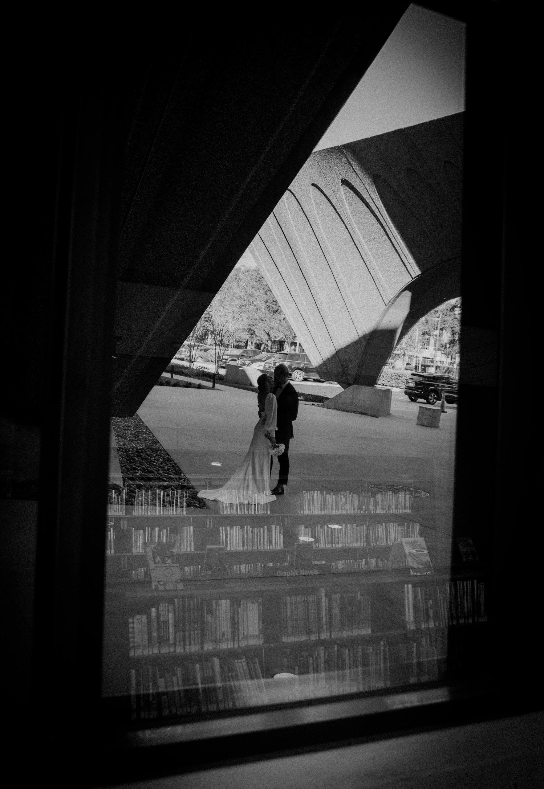 Orlando wedding venues: a tender black and white portrait of a bride and groom photographed by Febus Films